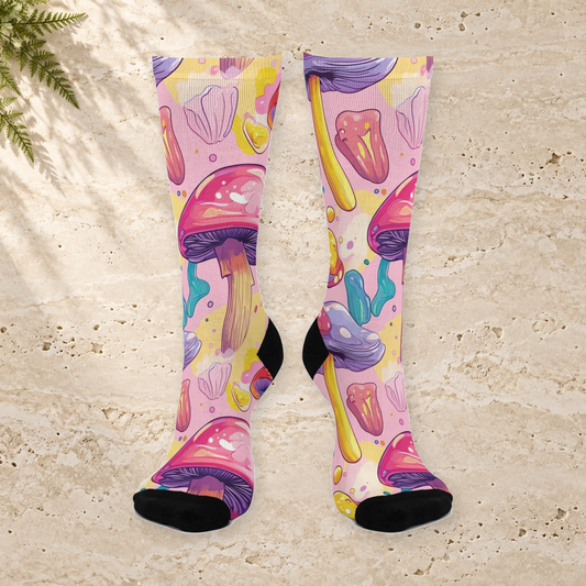Pink Psychedelic Cap Crew Socks
