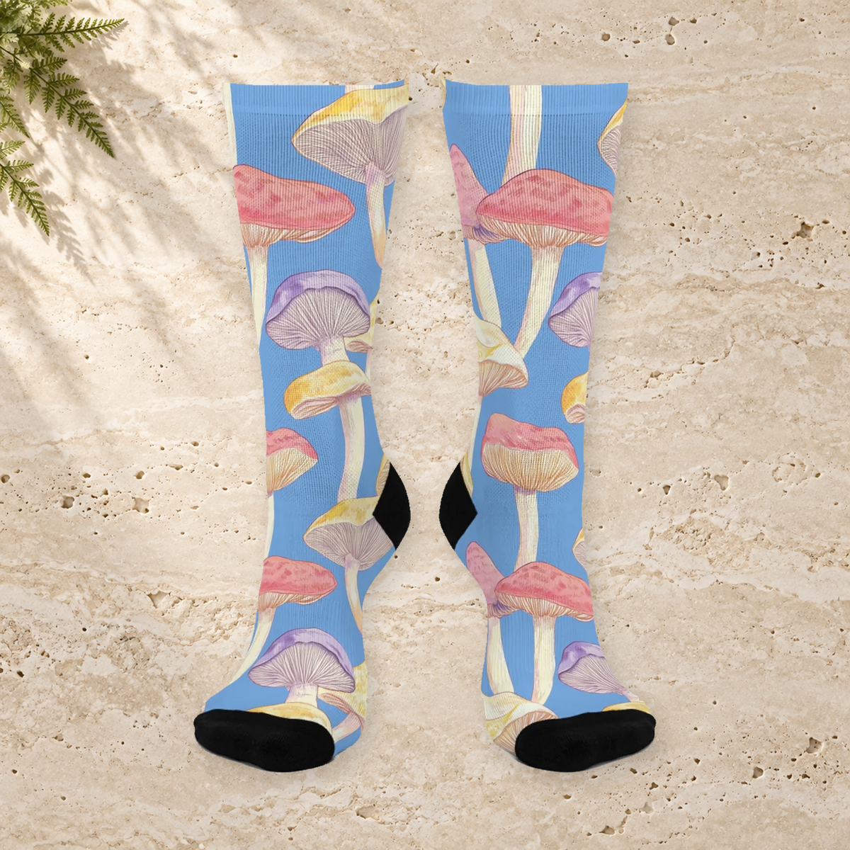 Blue Pastel Gill Mushroom Crew Socks