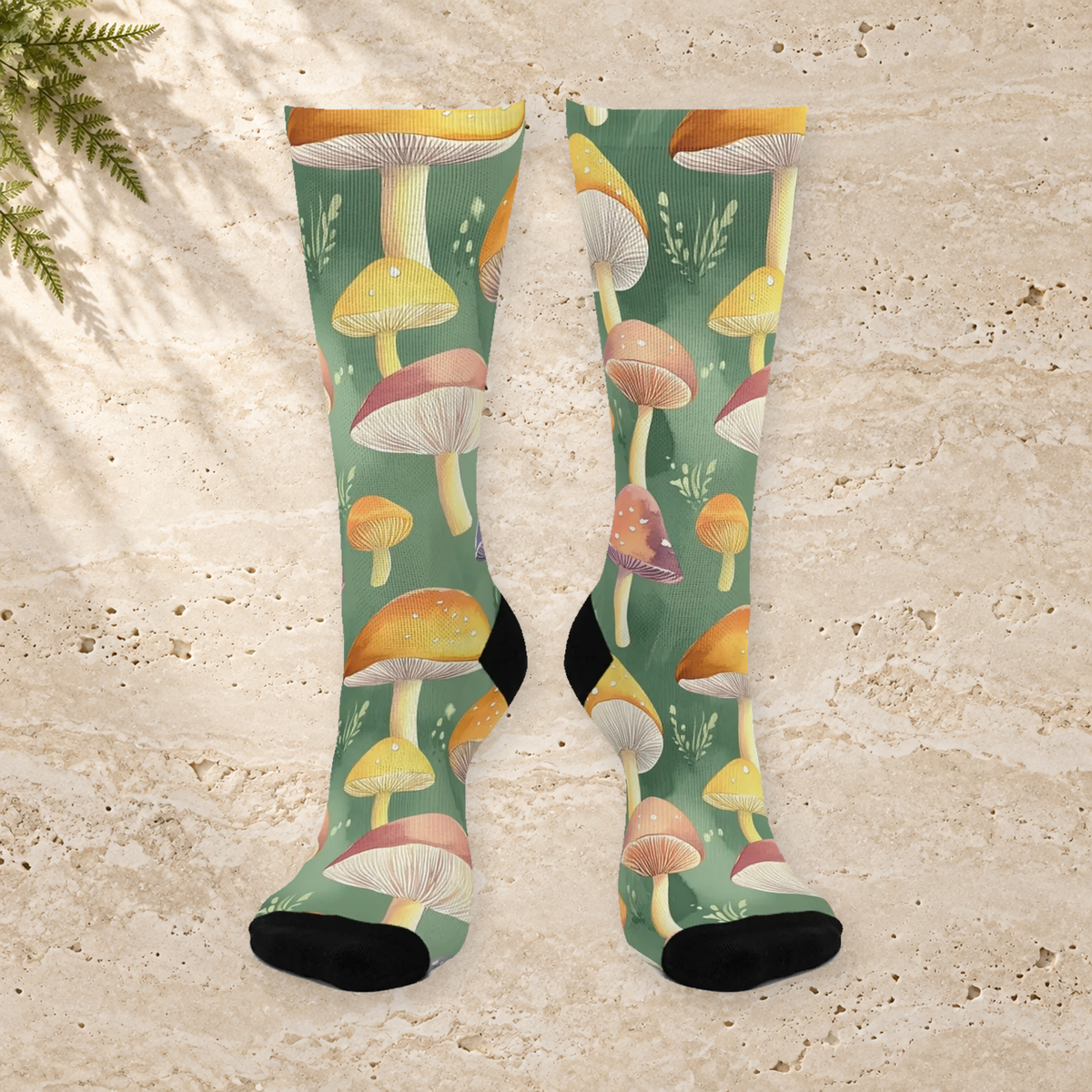 Sage Watercolor Cap Crew Socks