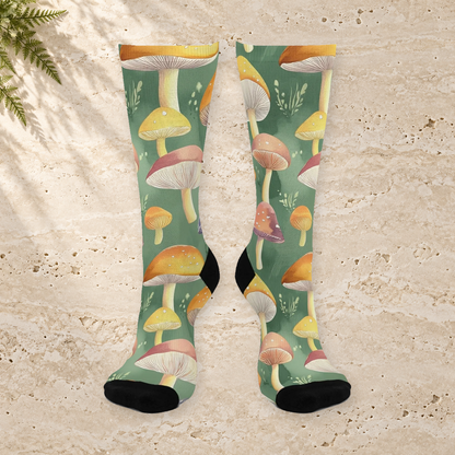 Sage Watercolor Cap Crew Socks