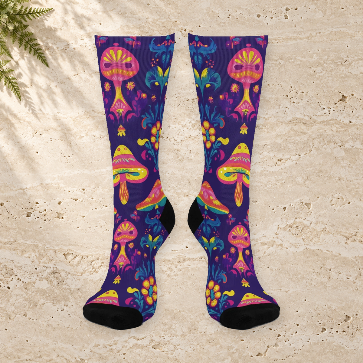 Purple Folk Mushroom Crew Socks