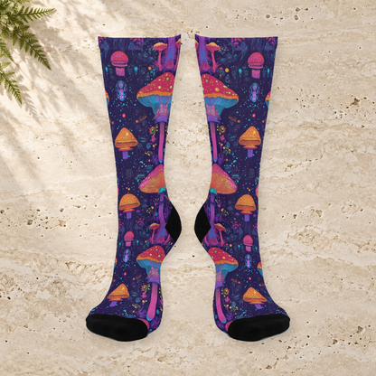 Twilight Mushroom Garden Crew Socks