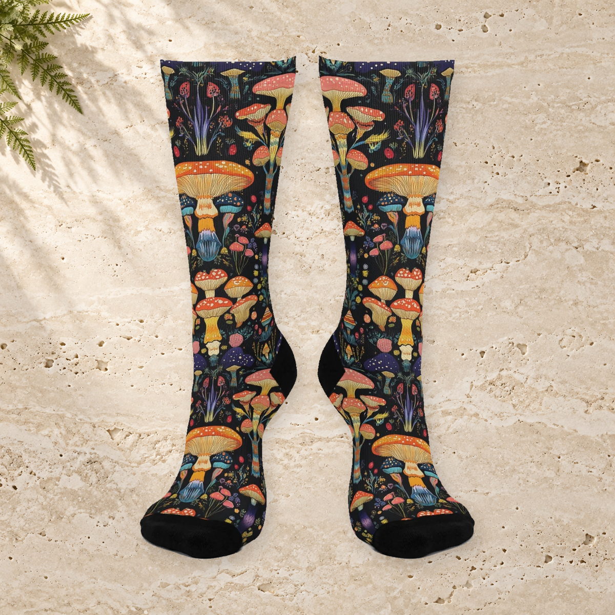 Ornate Forest Mushroom Crew Socks