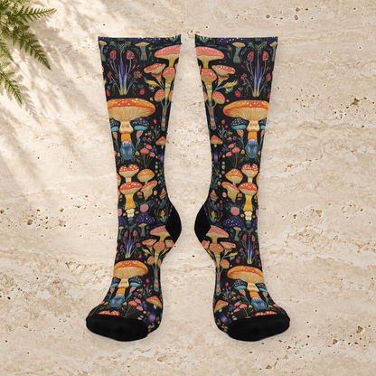 Ornate Forest Mushroom Crew Socks