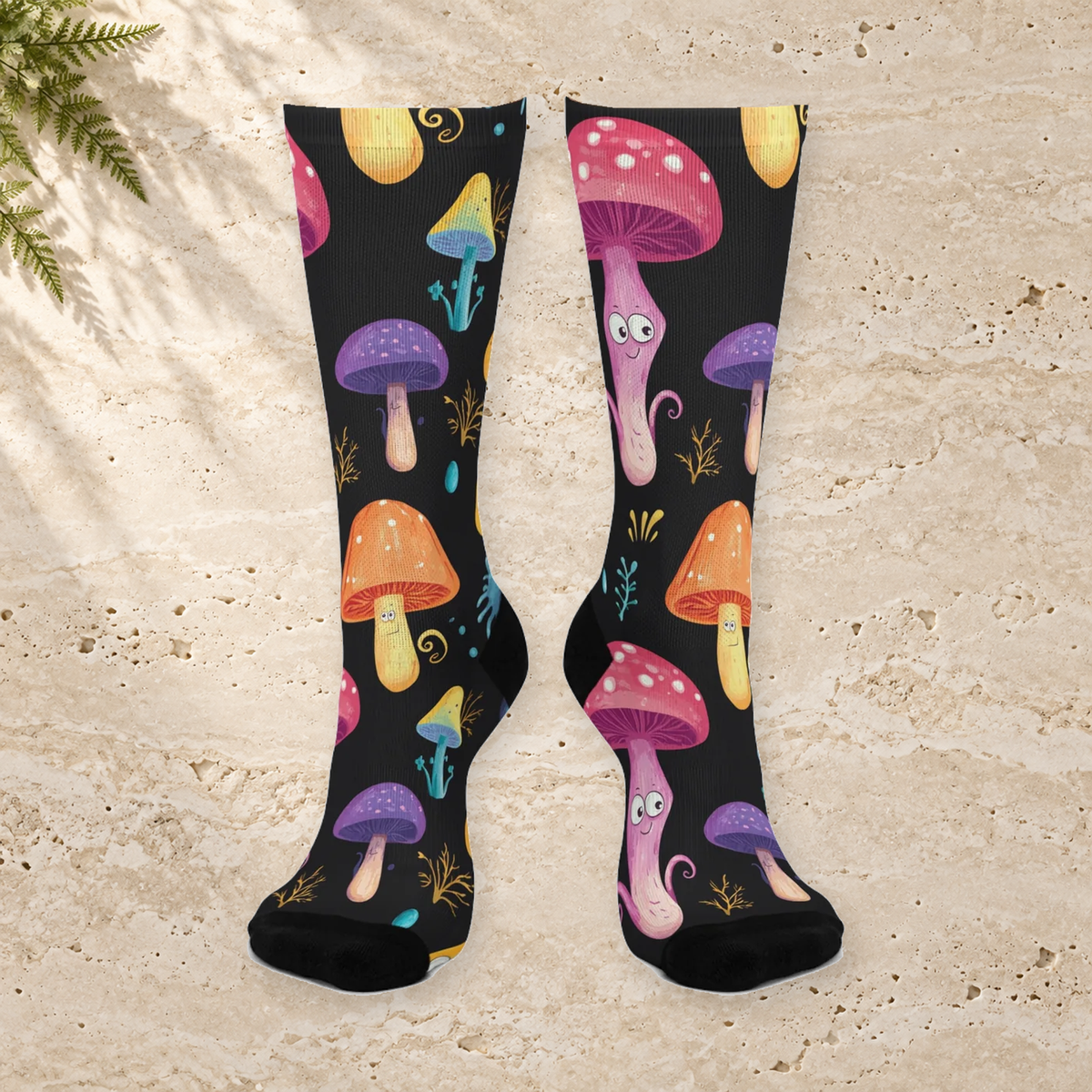 Happy Golden Mushroom Crew Socks