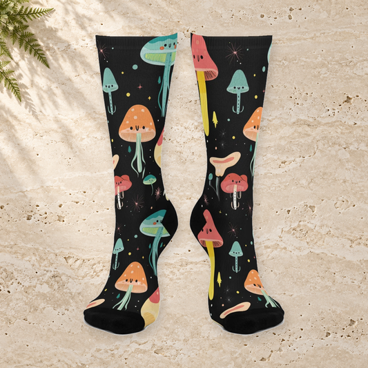 Starry Mushroom Friends Crew Socks