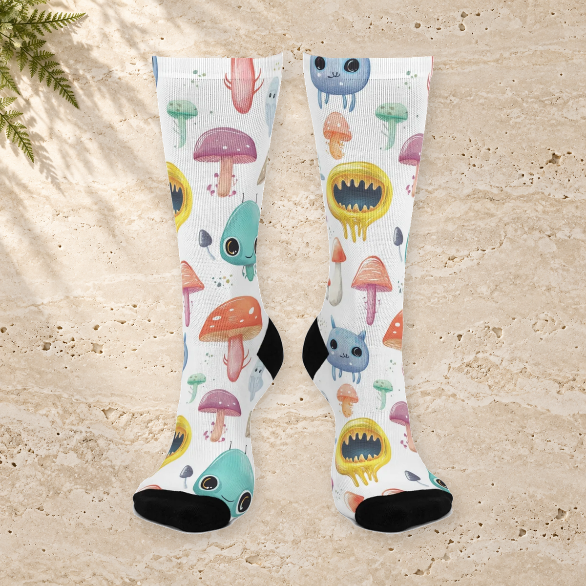 Pastel Alien Mushroom Crew Socks