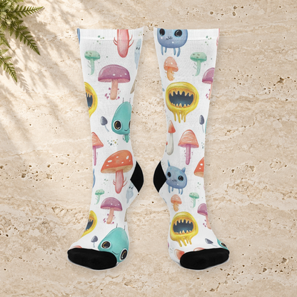 Pastel Alien Mushroom Crew Socks