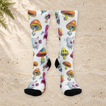 Rainbow Monster Mushroom Crew Socks