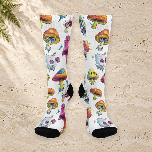 Rainbow Monster Mushroom Crew Socks