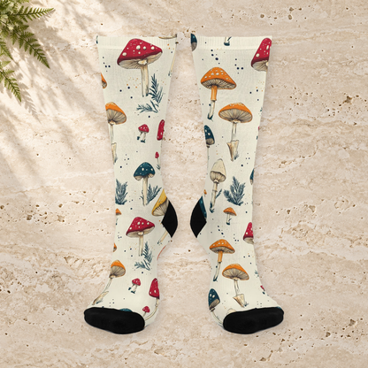 Ivory Botanical Toadstool Crew Socks