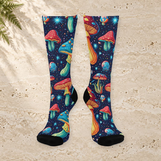 Cosmic Mushroom & Stars Crew Socks