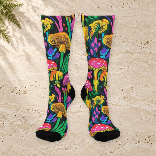 Tropical Pop Art Mushroom Crew Socks