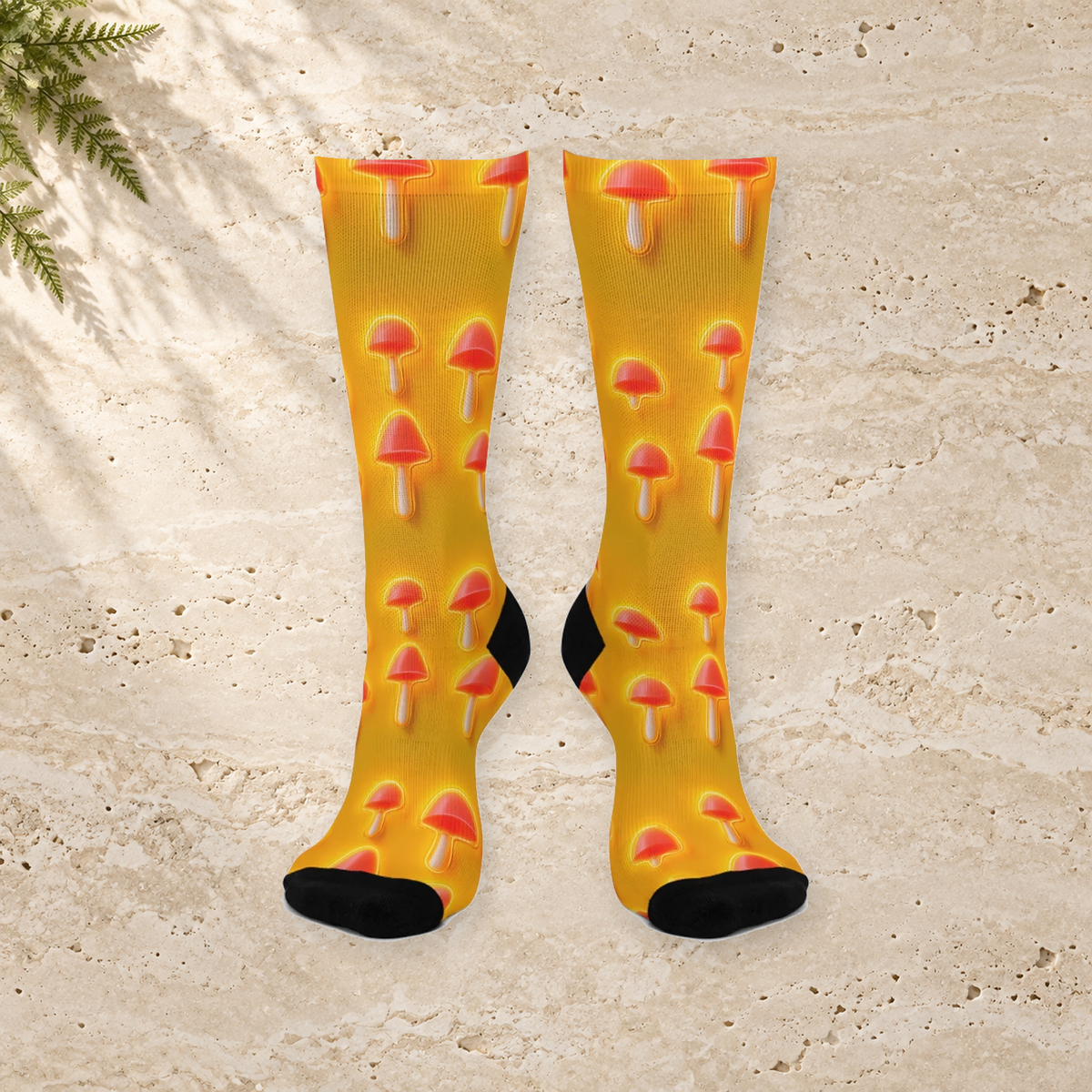 Citrus Neon Mushroom Crew Socks