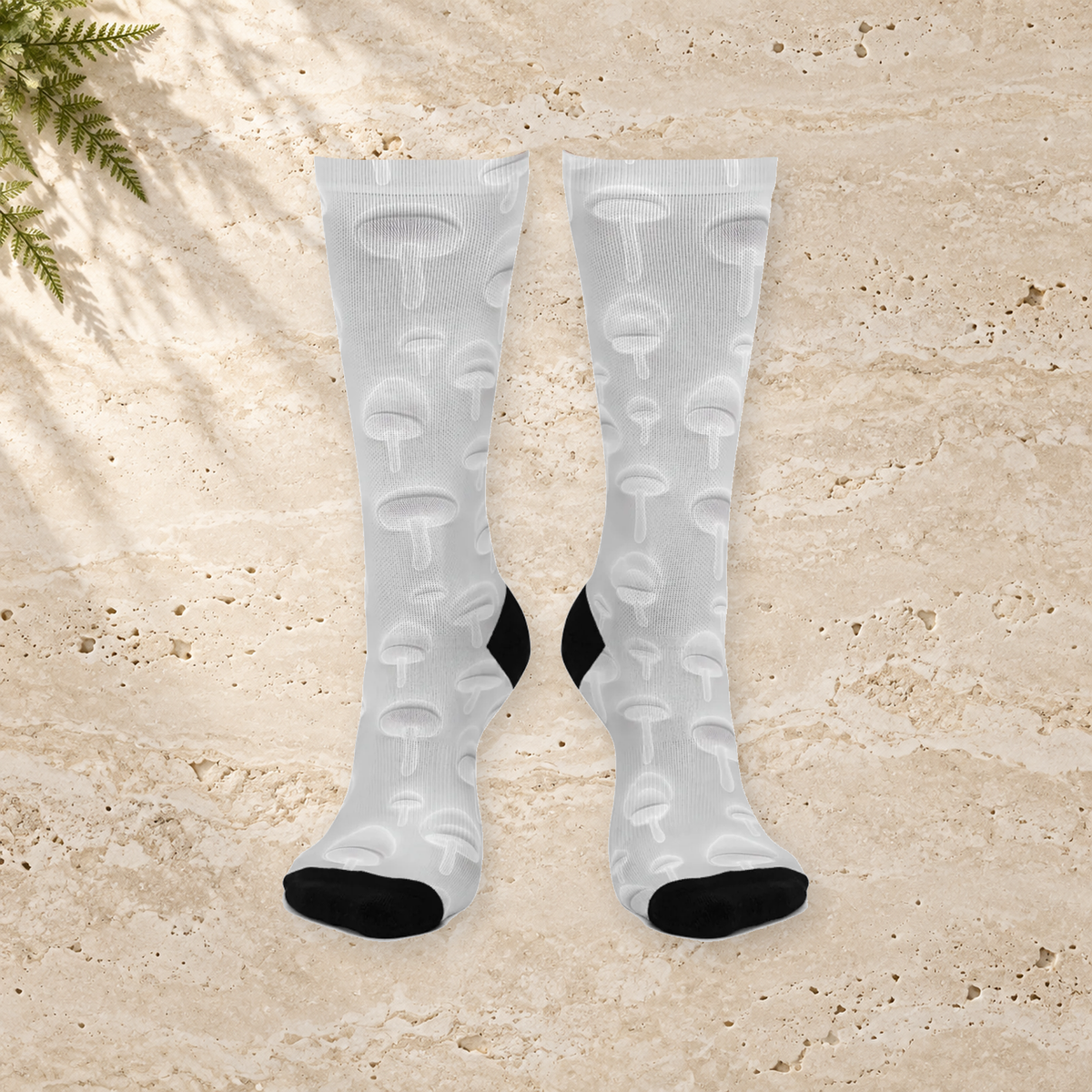 Pearl Mushroom Outline Crew Socks