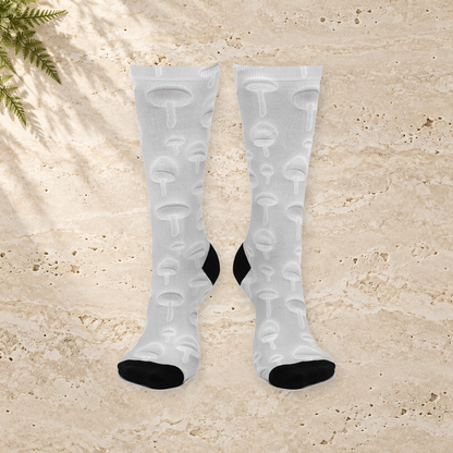 Pearl Mushroom Outline Crew Socks