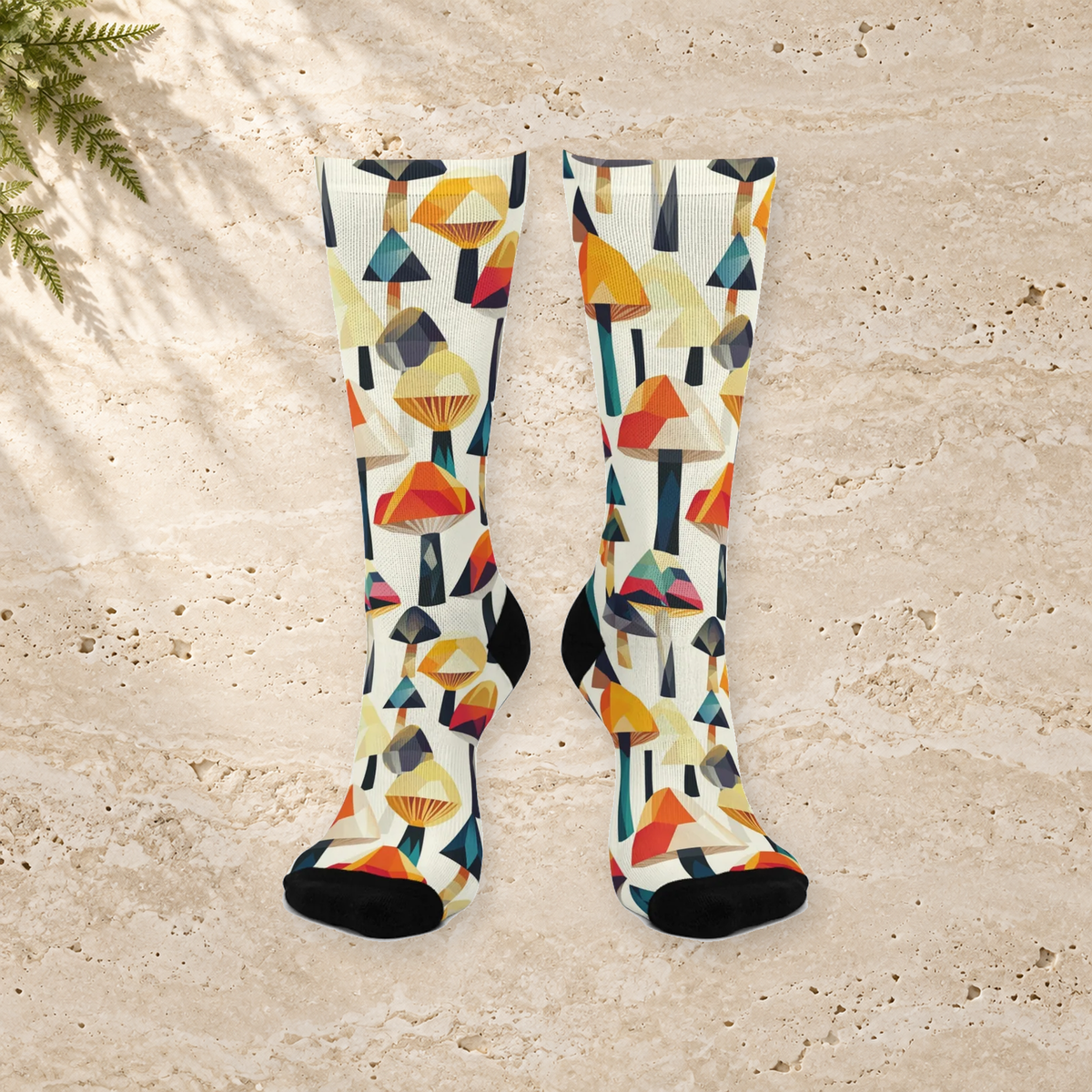 Ivory Angular Mushroom Crew Socks