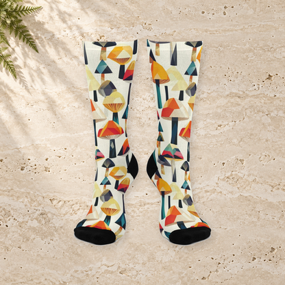 Ivory Angular Mushroom Crew Socks