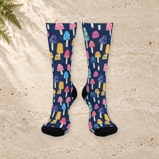 Navy Mushroom Popsicle Crew Socks