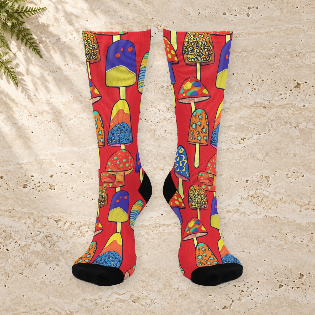Red Pop Art Mushroom & Popsicle Crew Socks