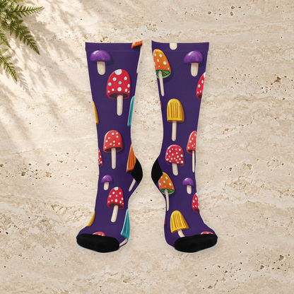 Purple Mushroom & Popsicle Crew Socks