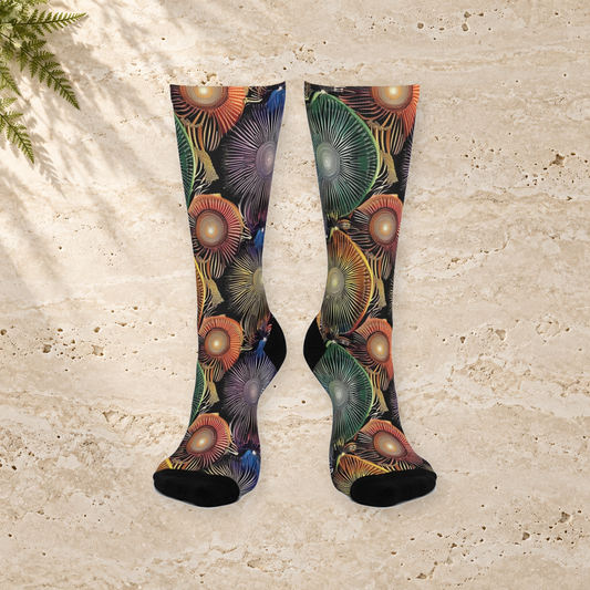 Jewel Tone Mushroom Gill Crew Socks