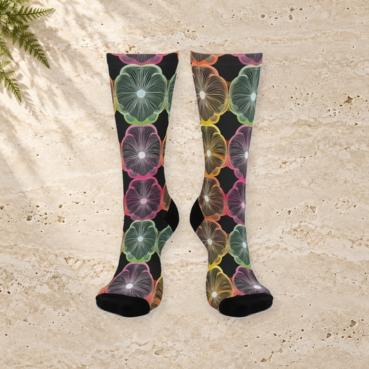 Rainbow Mushroom Gill Crew Socks