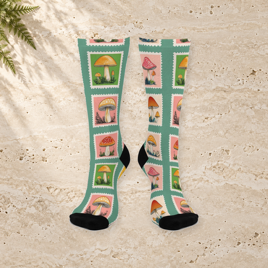 Sage Mushroom Postage Crew Socks