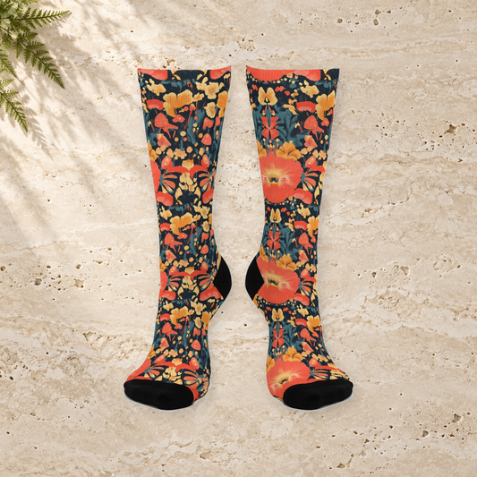 Autumn Mushroom Meadow Crew Socks