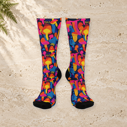 Electric Colorblock Mushroom Crew Socks
