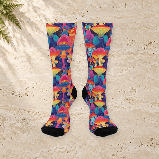 Rainbow Mushroom Garden Crew Socks