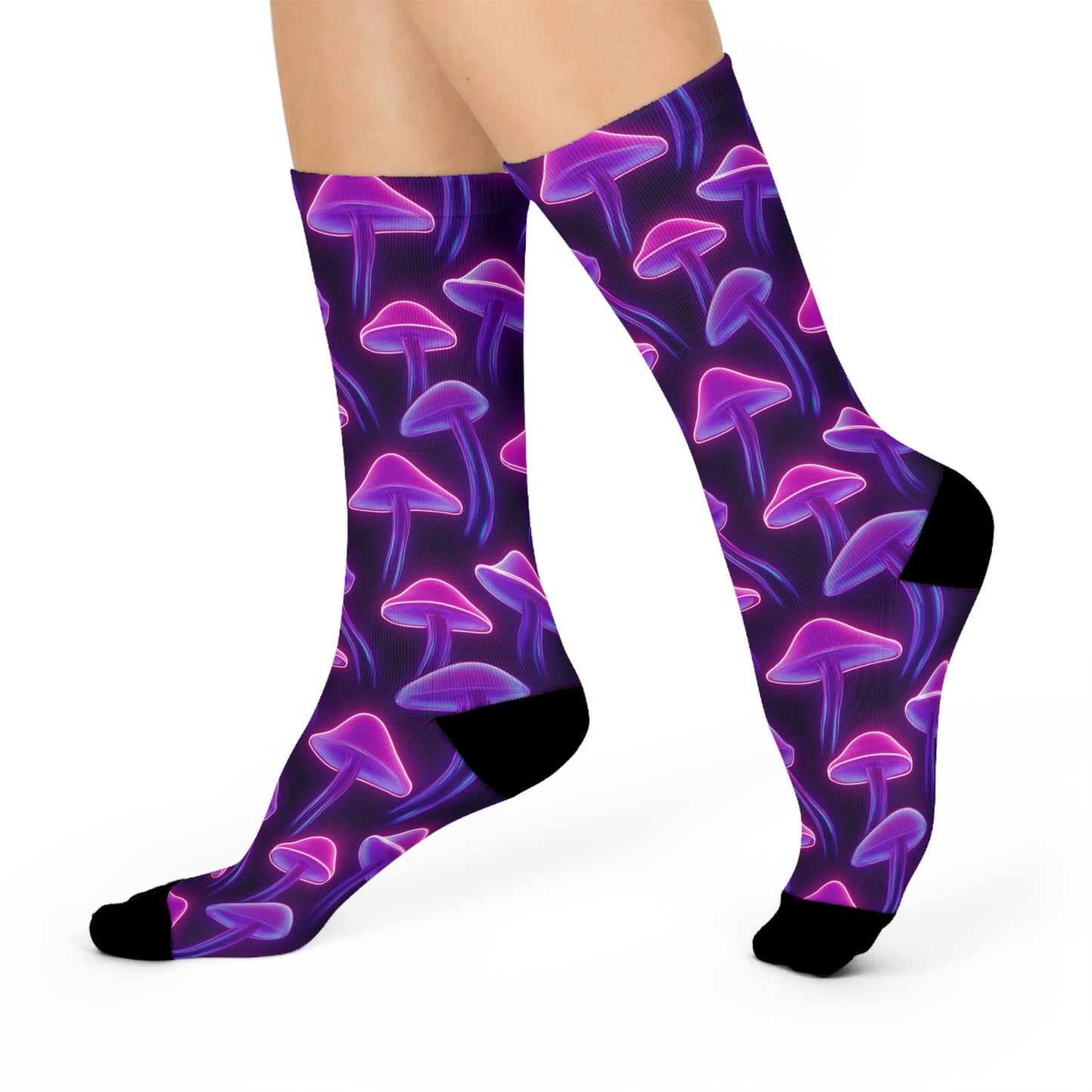 Mushroom Cushioned Crew Socks | Purple 011 | Neon