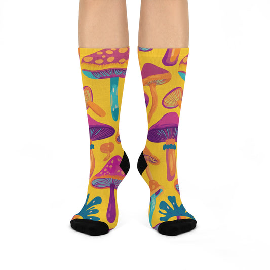 Mushroom Cushioned Crew Socks | Yellow 005