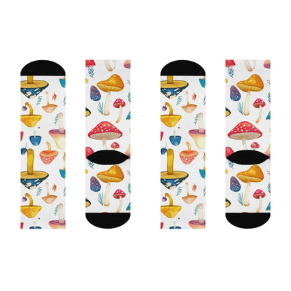 Primary Color Botanical Mushroom Crew Socks