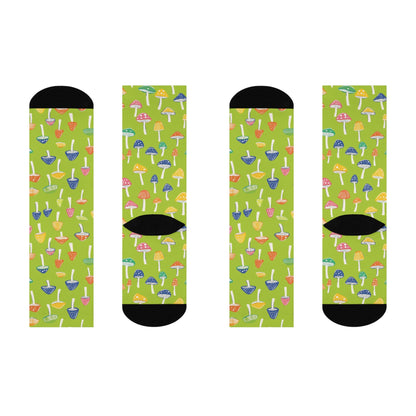 Lime Rainbow Cap Crew Socks