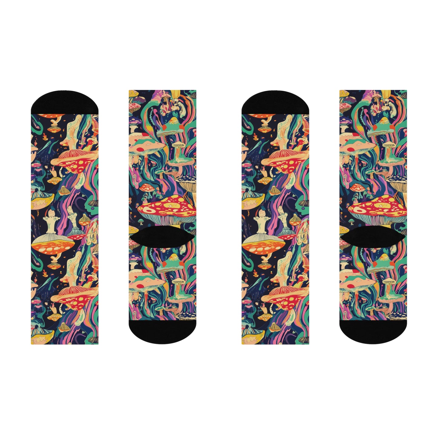 Mushroom Cushioned Crew Socks | Psychedelic 003