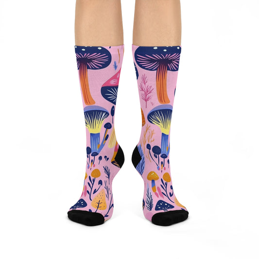 Mushroom Cushioned Crew Socks | Pink 002