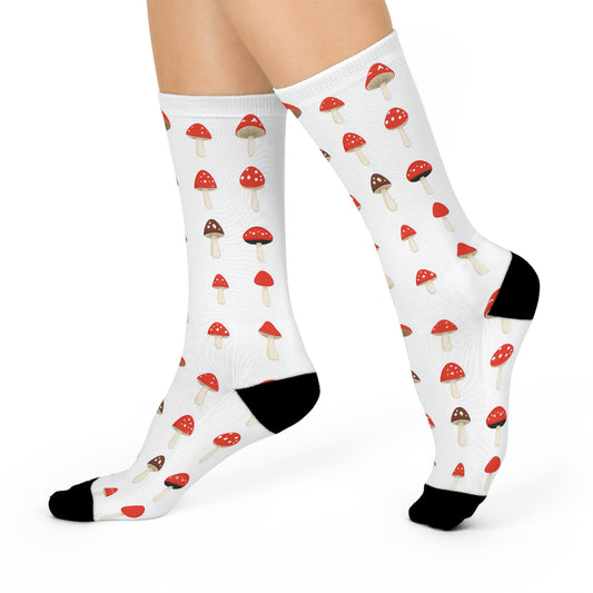 Mushroom Cushioned Crew Socks | White 008