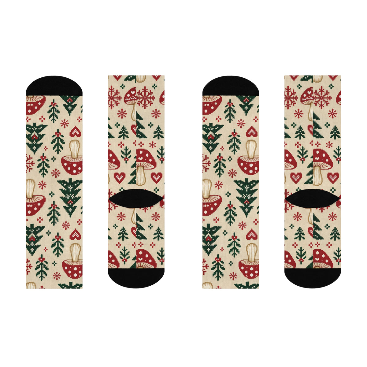 Nordic Mushroom Winter Christmas Mushroom Cushioned Crew Socks
