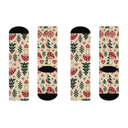 Nordic Mushroom Winter Christmas Mushroom Cushioned Crew Socks