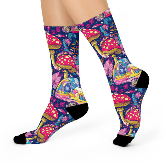 Mushroom Cushioned Crew Socks | Psychedelic 011