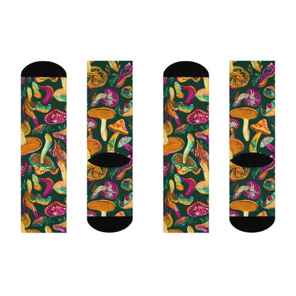 Deep Forest Jewel Mushroom Crew Socks