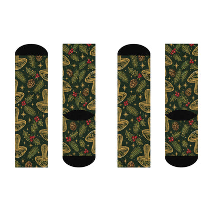 Golden Christmas Grove Christmas Mushroom Cushioned Crew Socks