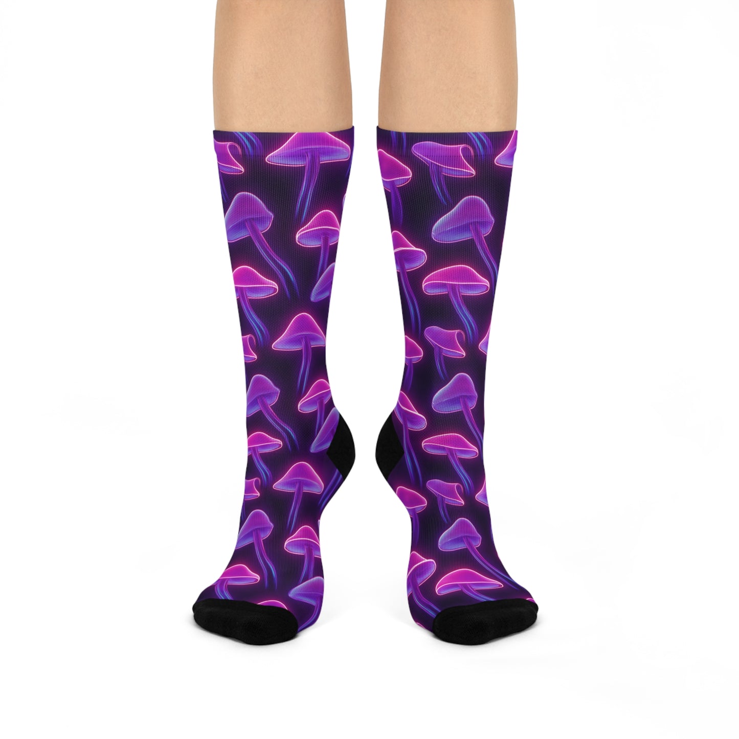 Mushroom Cushioned Crew Socks | Purple 011 | Neon