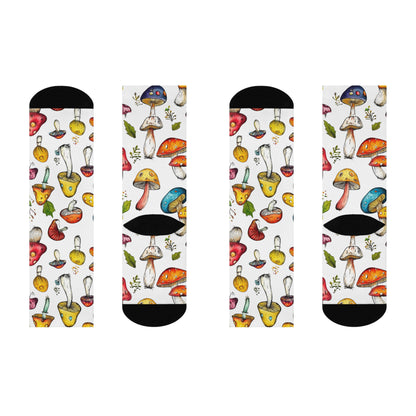 Rainbow Outline Mushroom Crew Socks