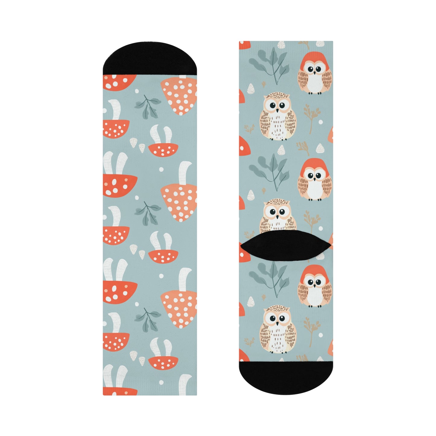 Mushroom Cushioned Crew Socks | Blue 018 | Owls