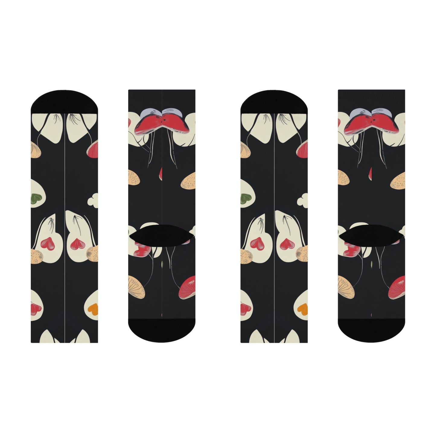 Mushroom Cushioned Crew Socks | Black 007