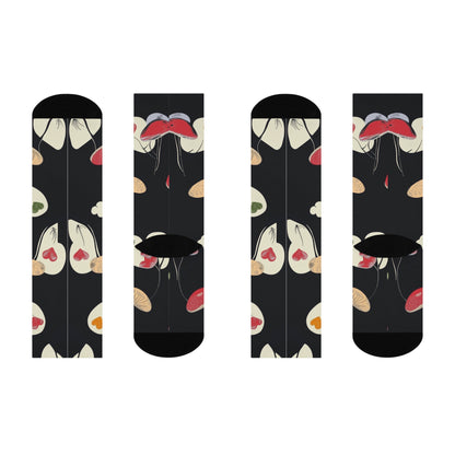 Cream Heart Mushroom Crew Socks