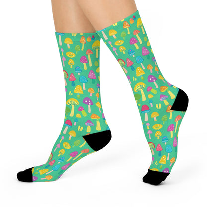 Mint Carnival Mushroom Crew Socks