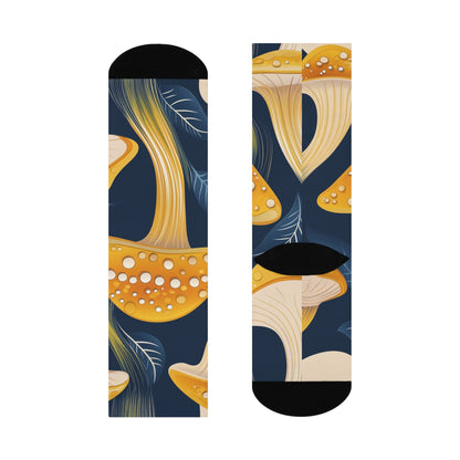 Navy Golden Mushroom Crew Socks